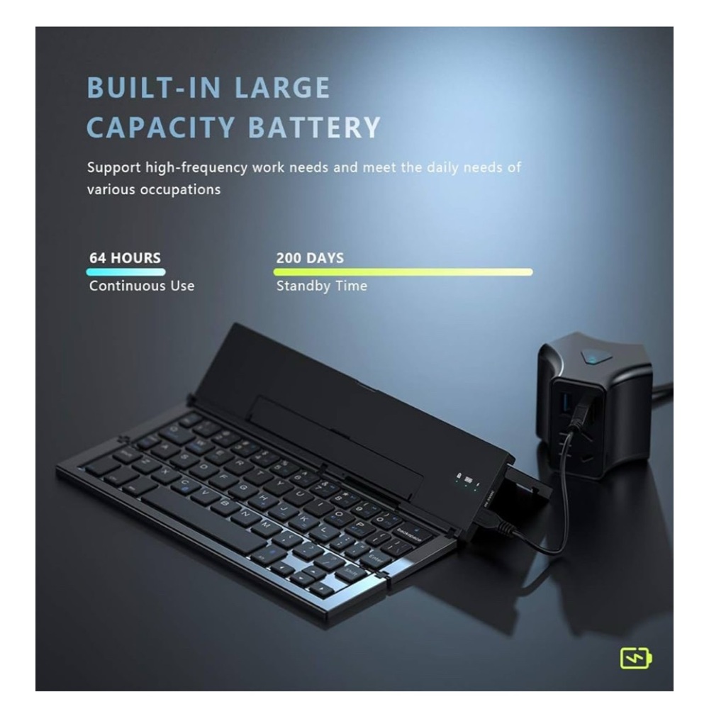 🎉CLEARANCE NWOT Geyes Black Foldable Bluetooth Keyboard - Picture 4 of 9